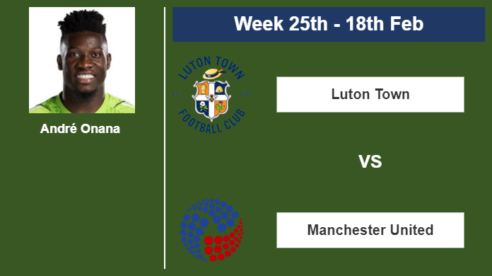 FANTASY PREMIER LEAGUE. André Onana  stats before  Luton Town on Sunday 18th of February for the 25th week.